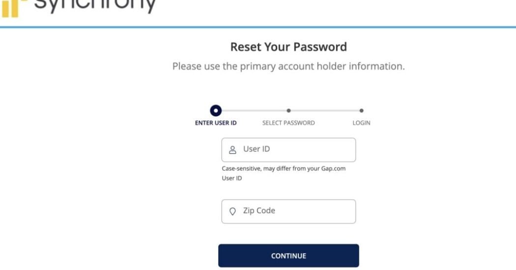 gap card password reset
